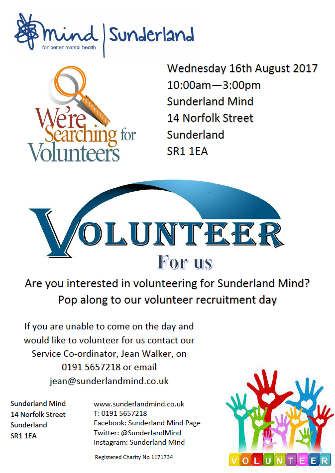 Volunteer Event 16th August 2017 Sunderland Mind