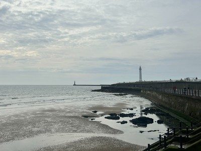 Roker and Seaburn beaches with lighthouses