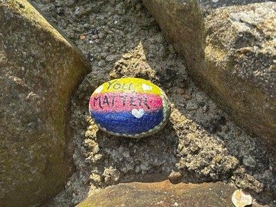 Painted rock with phrase 'you matter' on