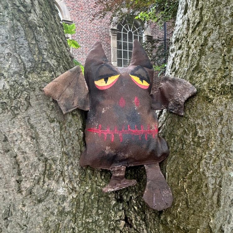 Spooky bat decoration made by Family Fabric Creators staff and volunteers
