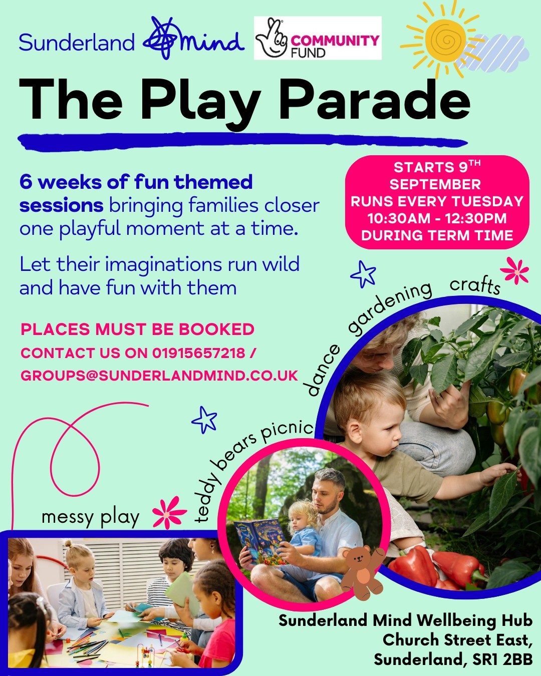 Play Parade Poster detailing return on Tuesday 9th September 10:30-12:30pm