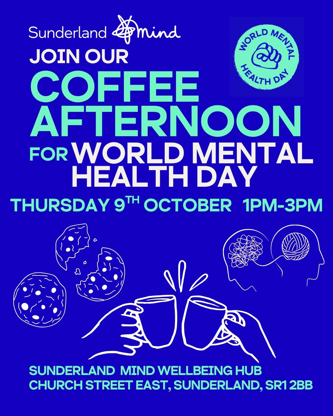 World Mental Health Day Coffee Afternoon Poster showing information that is in the blog