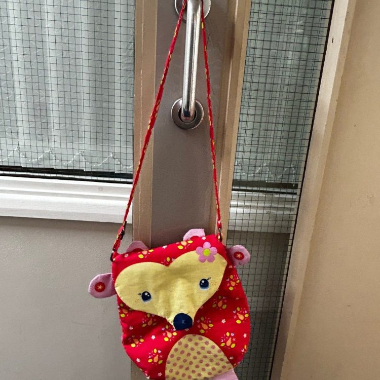 Novelty hedgehog bag made by Sunderland Mind Fabric Creations member