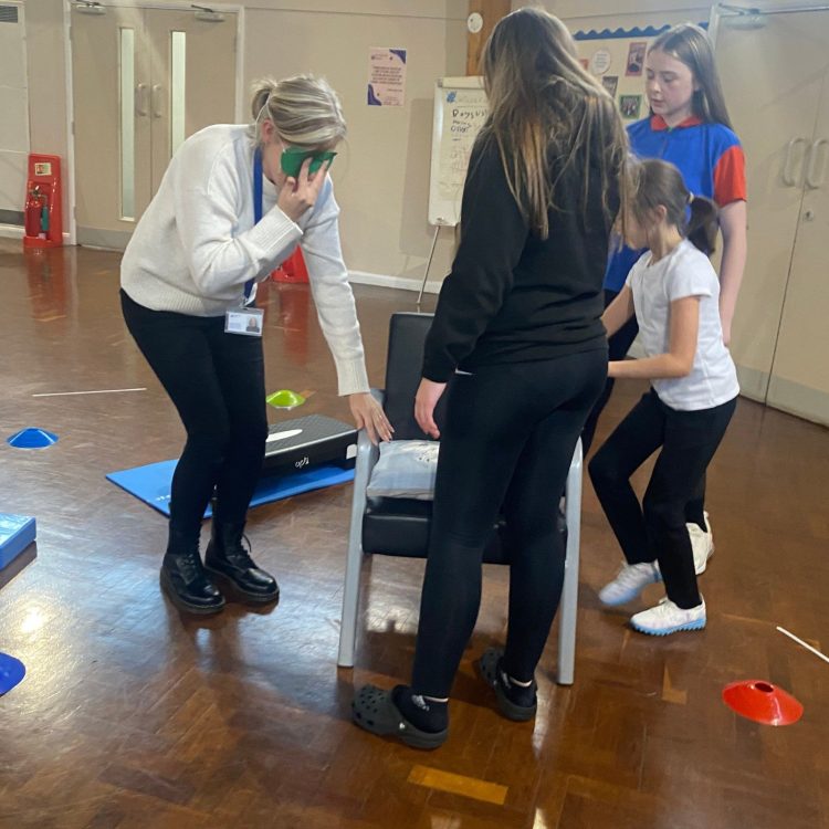 Youth Space members taking part in fun challenge activities.