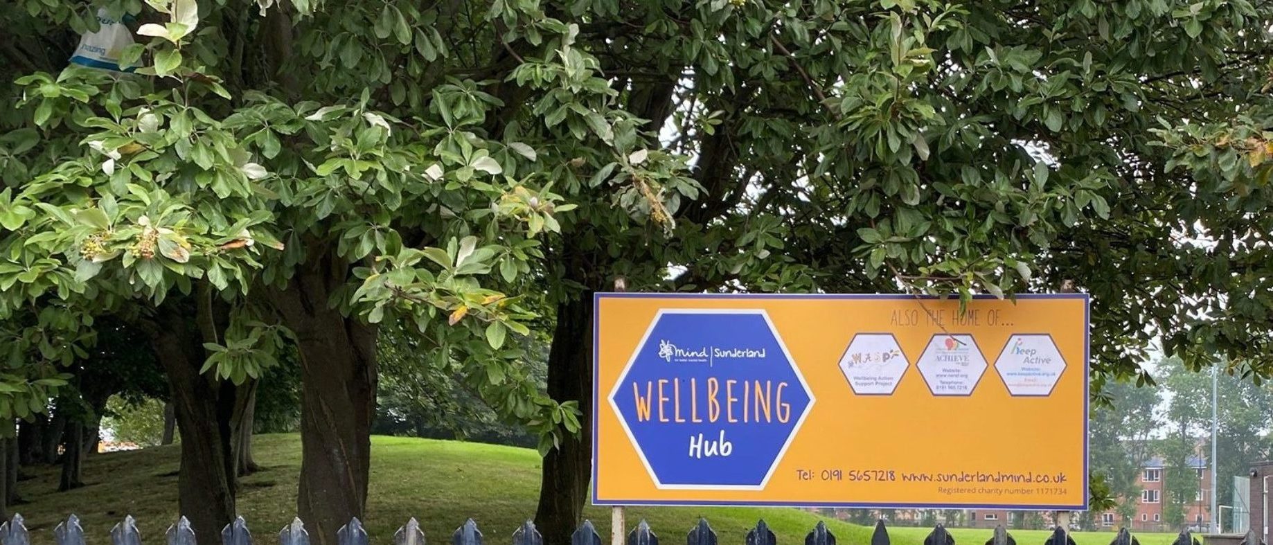 Sunderland Mind Sign with Trees in the Background