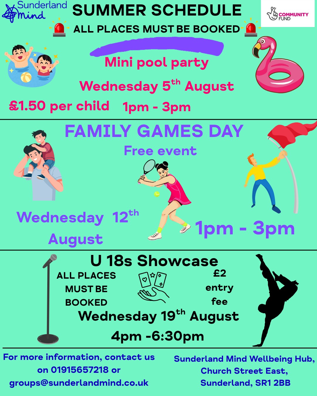 Summer Schedule detailing different activities in the post